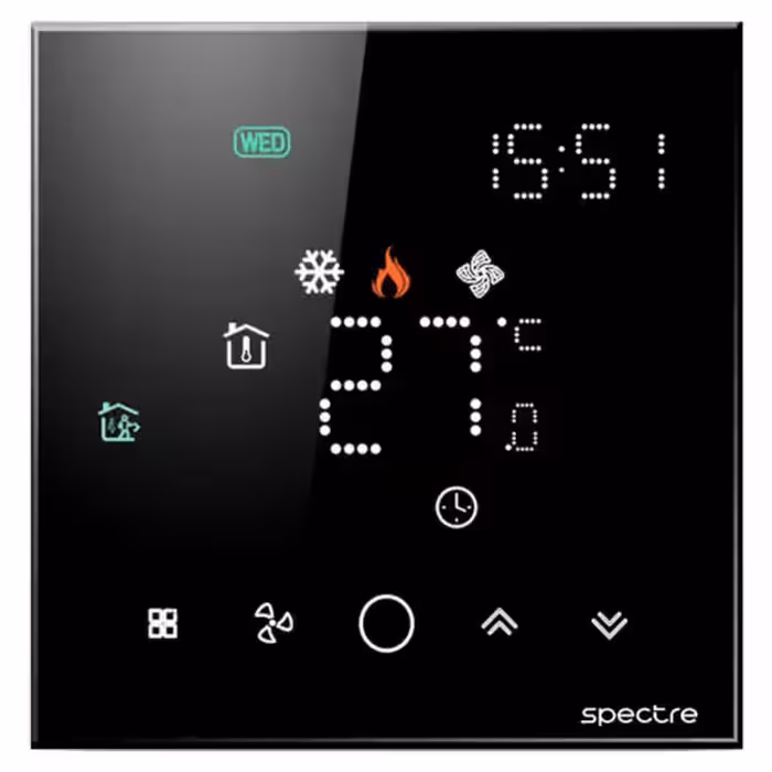 ترموستات هوشمند Ciel – سری TSR13 – فن کویل – WiFi – Tuya – چهار لوله – مشکی