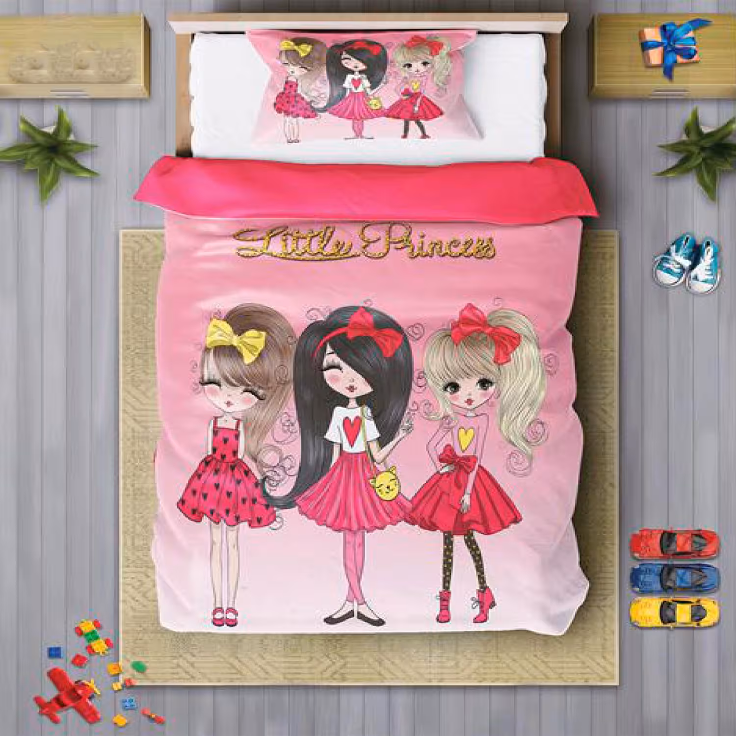 سرویس روتختی دخترانه چیداری مدل 7215 یک نفره چهار تکه