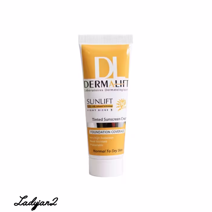 کرم ضد آفتاب SPF50 پوست خشک و معمولی بژ روشن شماره 1 درمالیفت 40 میلی لیتر