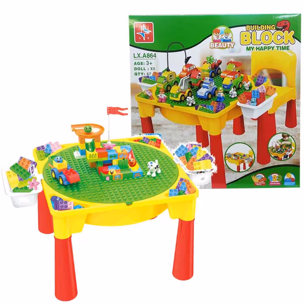 ساختنی میز لگو و صندلی بازی همراه با 67 قطعه لگو کد LX-A864