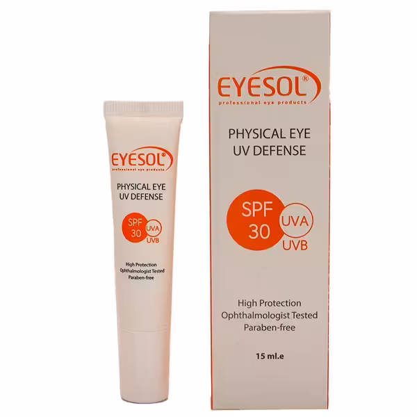 ضد آفتاب دور چشم بی رنگ آیسول 15 میلی لیتر | Eyesol Physical Eye Uv Defense 15 ml