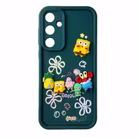 قاب Solid عروسکی طرح خانواده باب اسفنجی مناسب برای Samsung A35-سبز تیره