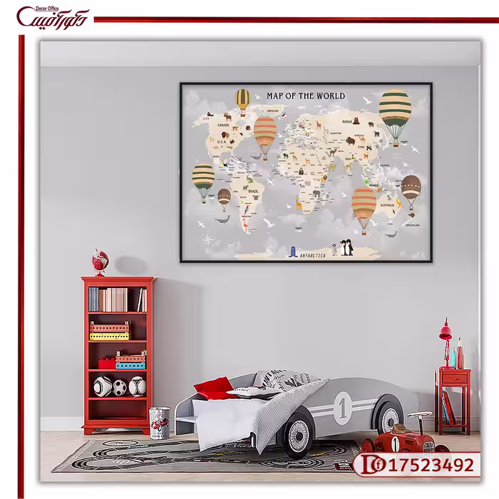 تابلو دکوراتیو اتاق کودک نقشه جهان R17523492
