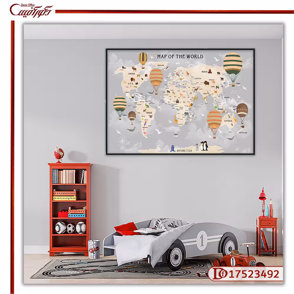 تابلو دکوراتیو اتاق کودک نقشه جهان R17523492
