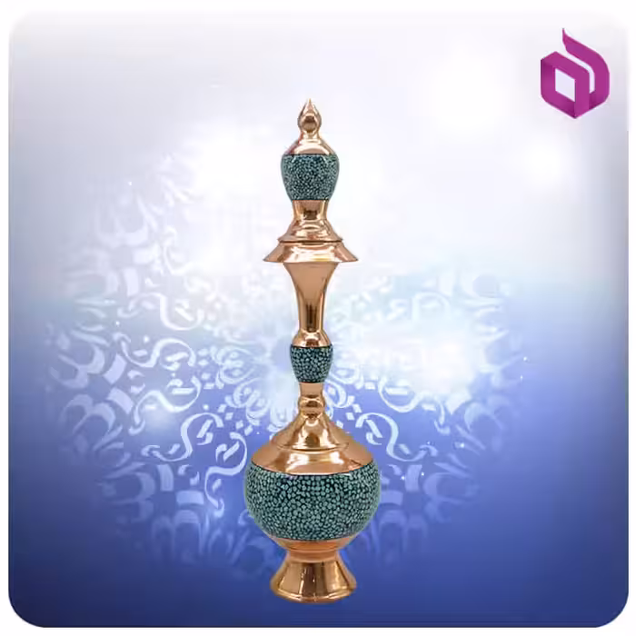 تنگ صراحی مس و فیروزه کوب 36 سانت شمائی