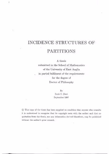 خرید و دانلود نسخه کامل کتاب Incidence structures of partitions [PhD thesis]