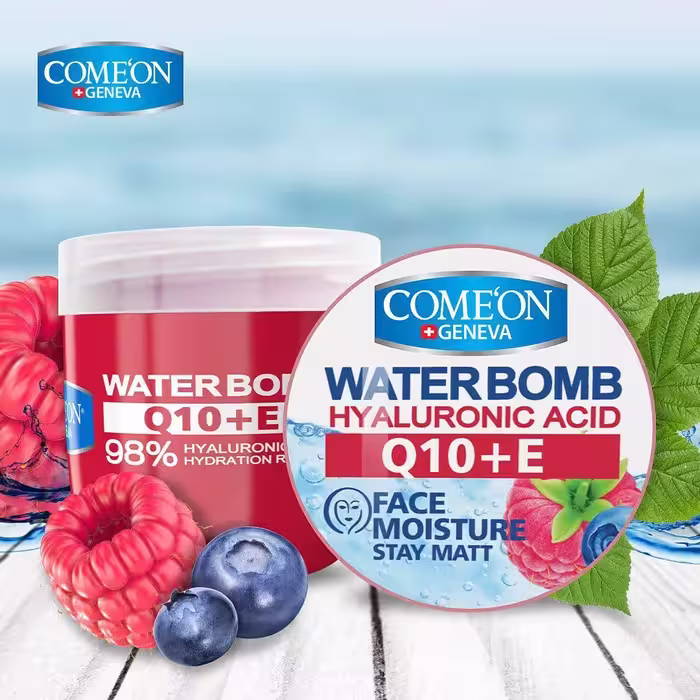 ژل کرم آبرسان قوی کامان حاوی ویتامین E و Q10 حجم 200 میل Comeon Water Bomb Hyaluronic Acid