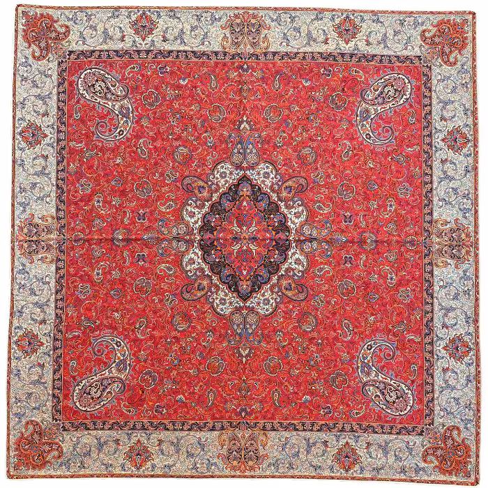 رومیزی مربع ترمه ابریشم کد TRM187