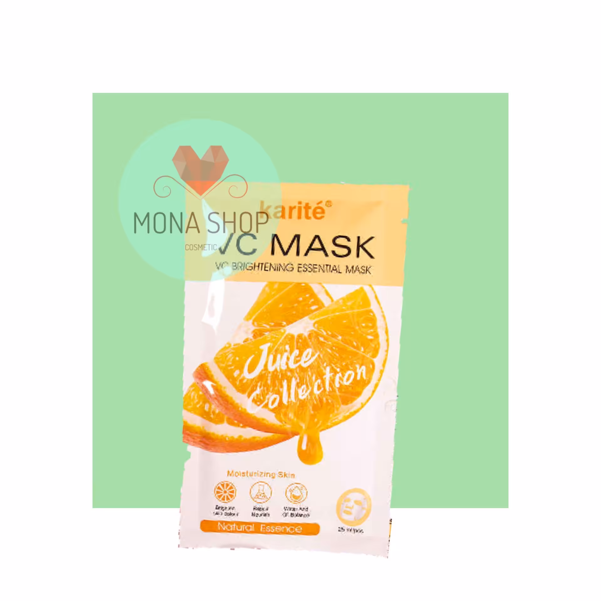 ماسک ورقه ای ویتامین سی (پرتقال)کاریته،آبرسان،ضدچروک و روشن کننده پوست