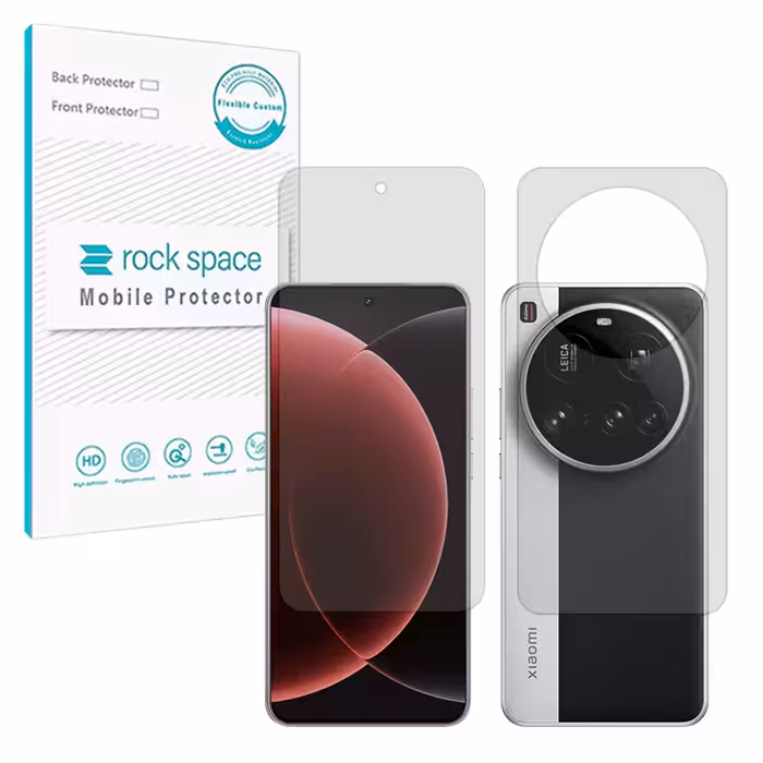 گلس صفحه نمایش و پشت گوشی شیائومی 15 Ultra مدل نانو هیدروژل شفاف برند راک اسپیس کد SS