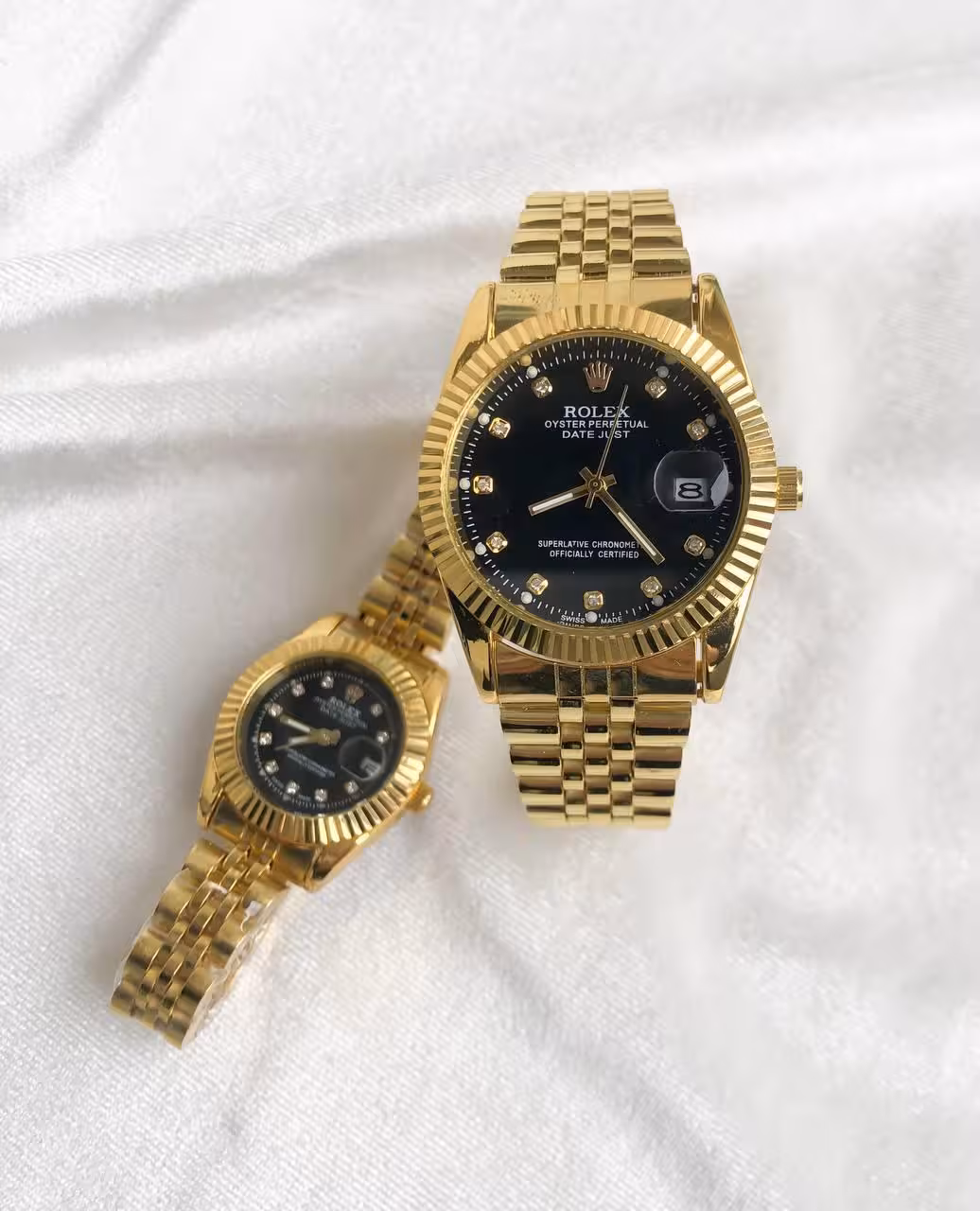 ست ساعت رولکس بند استیل طلایی صفحه مشکی - کد 116ط