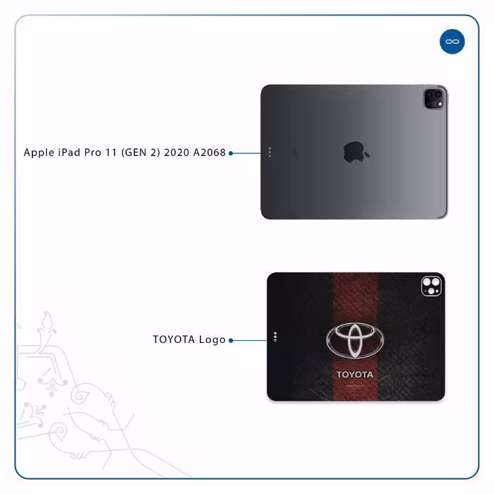 برچسب پوششی ماهوت مدل TOYOTA-Logo مناسب برای تبلت اپل iPad Pro 11 (GEN 2) 2020 A2068