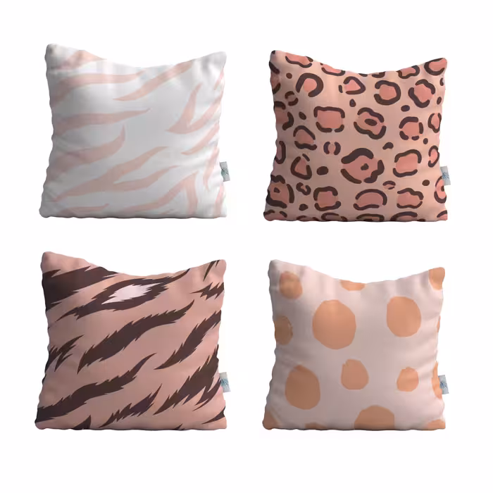کاور کوسن شمسه نگار مدل پلنگی روشن کد CUS1 مجموعه چهارعددی