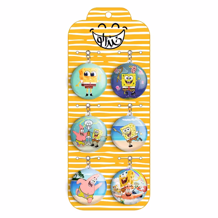 جاکلیدی خندالو مدل باب اسفنجی کد 313B مجموعه 6 عددی