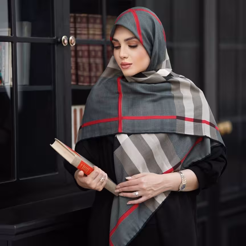 روسری نخ پاییزه قواره بزرگ دور دست دوز