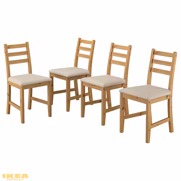 صندلی 4 عددی رنگ آنتیک روشن بژ ویترید مدل LERHAMN | برند ایکیا 5 روز کاری