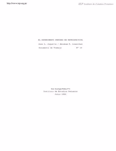 خرید و دانلود نسخه کامل کتاب El experimento peruano en retrospectiva