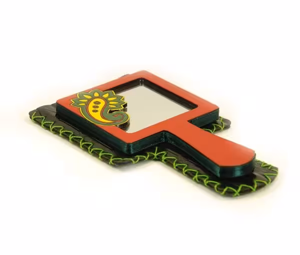 آینه دستی طرح دار چوبی کد MH1006