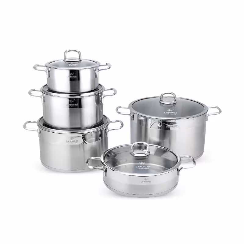 سرویس قابلمه استیل 10 پارچه لایف اسمایل مدل LIFEP12-10