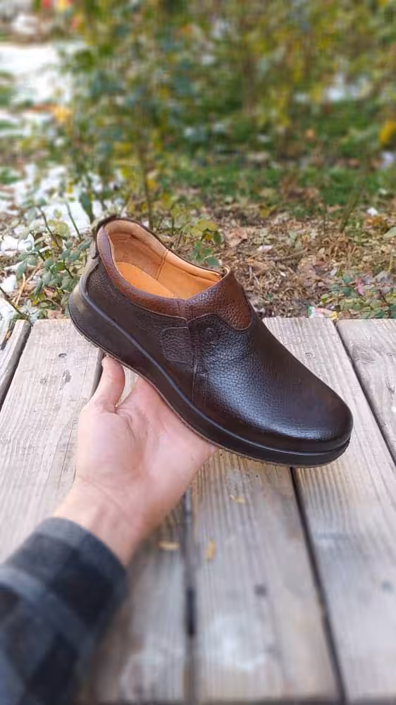 کفش مردانه طبی تمام چرم کد 2253 بدون بند