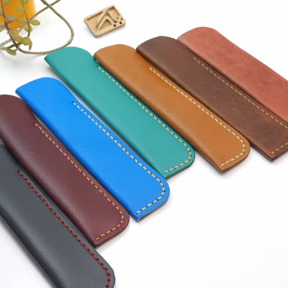 کیف جا قلمی چرم طبیعی دست دوز رنگ های جدید ED Consept Store New Handmade Leather pen case