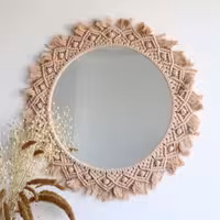 ایینه مکرومه با بهترین متریال در رنگ و سایز دلخواه قابل سفارش 