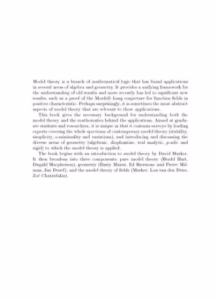 خرید و دانلود نسخه کامل کتاب Model theory, algebra, and geometry