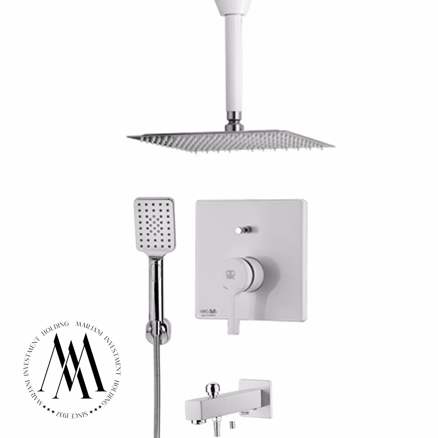 شیر حمام توکار kwc مدل آوا تیپ 4، ترازدار S25 (سفید)