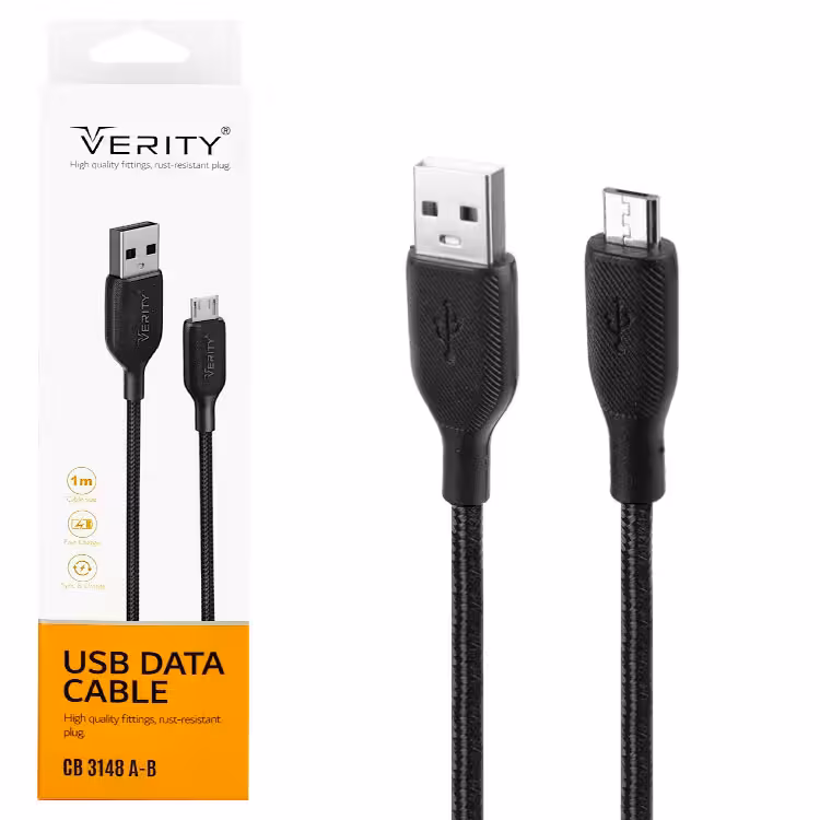 کابل دیتا و شارژ اندروید VERITY مدل 3148 مشکی