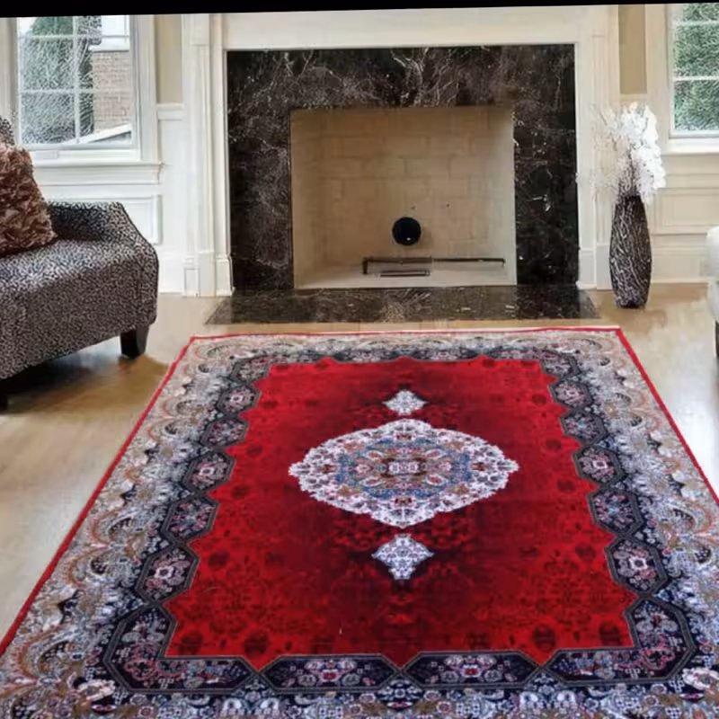 فرش ماشینی12متری  جدید کاشان نقشه زیبای هالیدی لاکی