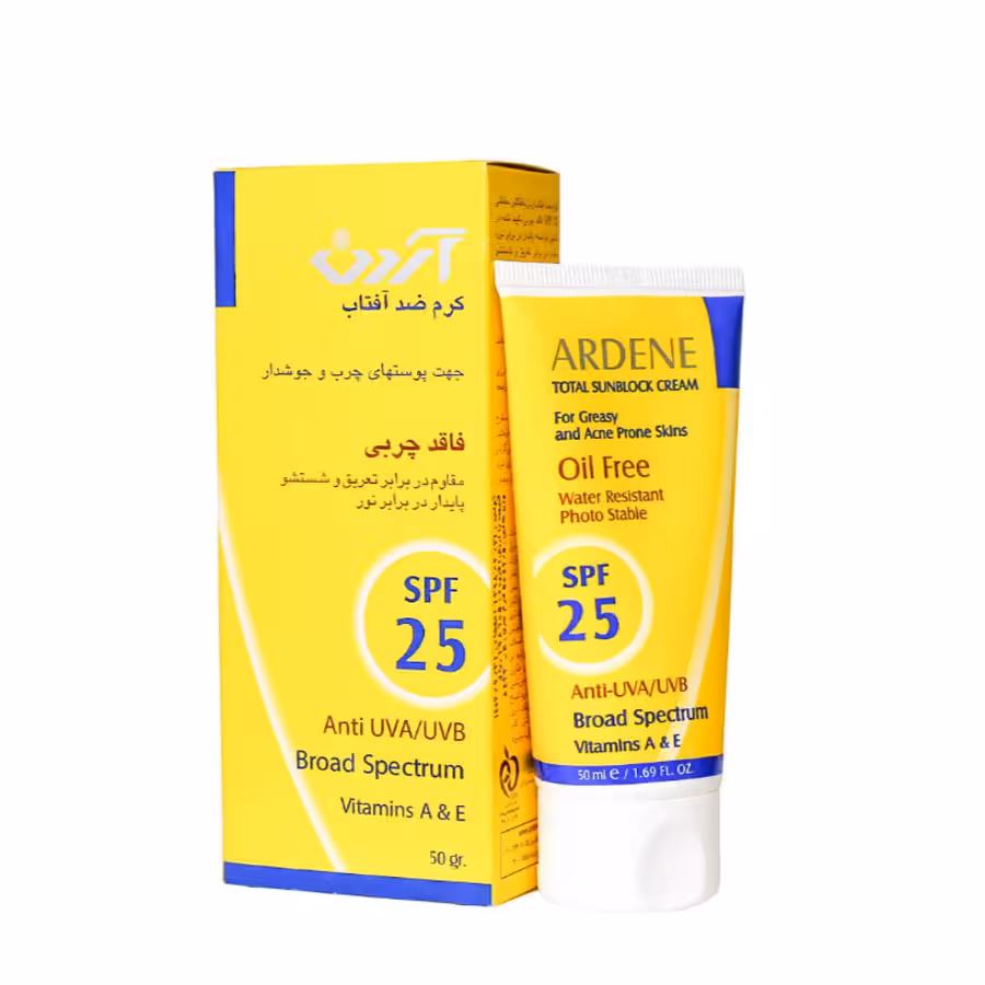 کرم ضد آفتاب SPF25 پوست چرب آردن 50 گرم