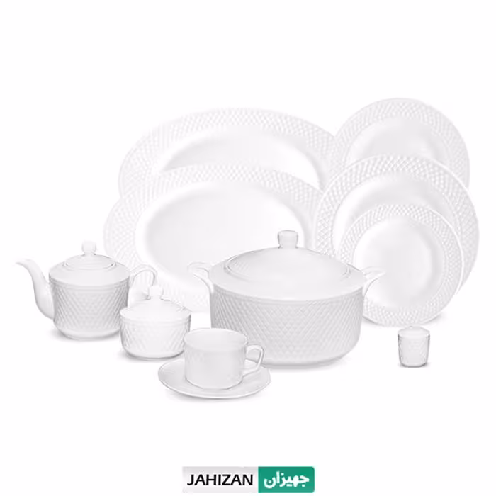 سرویس چینی زرین 102پارچه سفید سری رادیانس (عالی)