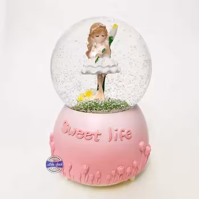 گوی چراغدار موزیکال پمپی برفی دختر زیبا با گل