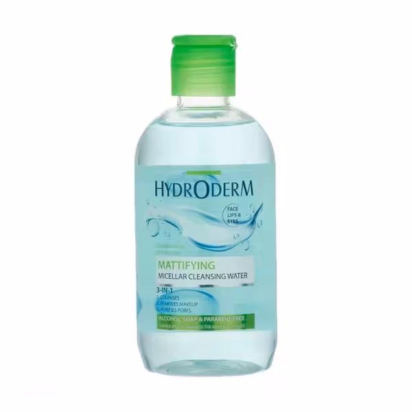 میسلار واتر 3 در 1 چشم و لب و صورت پوست چرب و جوشدار هیدرودرم 250 میلی لیتر Hydroderm