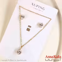 نیم ست زنانه ژوپینگ مدل نگینی شامل گوشواره و گردنبند کد NIM14777W