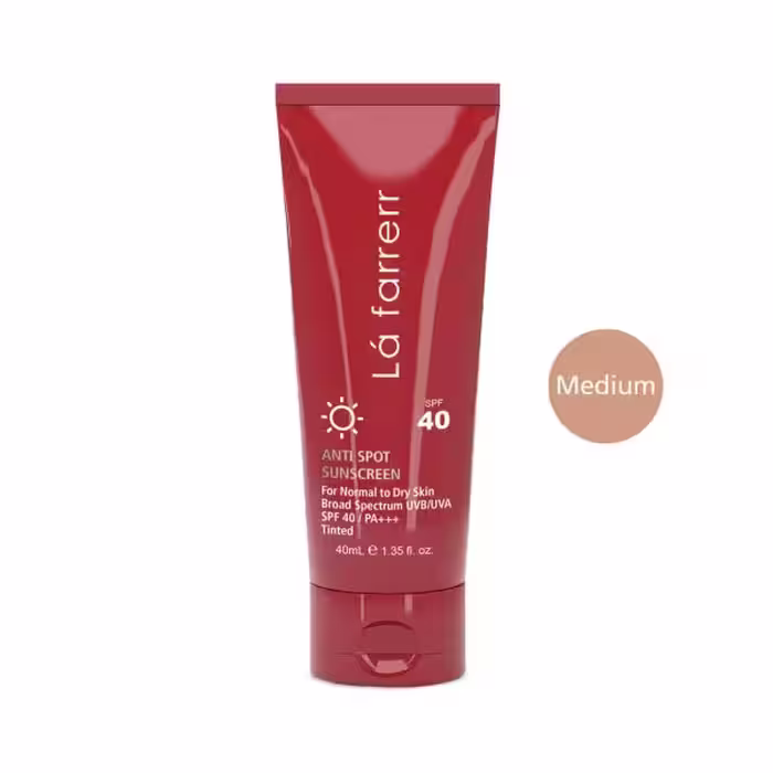 کرم ضدآفتاب و ضدلک رنگی لافارر مدل SPF40-Medium، مناسب پوست‌های خشک و معمولی، حجم 40 میلی‌لیتر