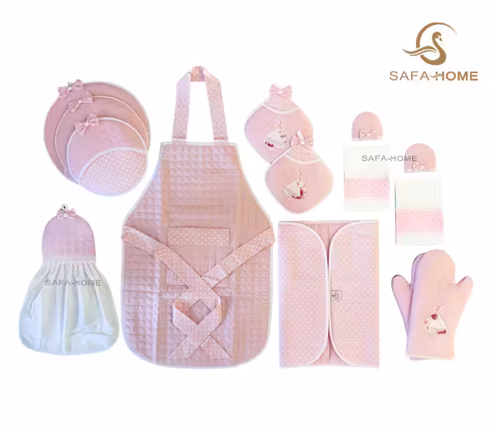 سرویس آشپزخانه طرح خالدار صورتی