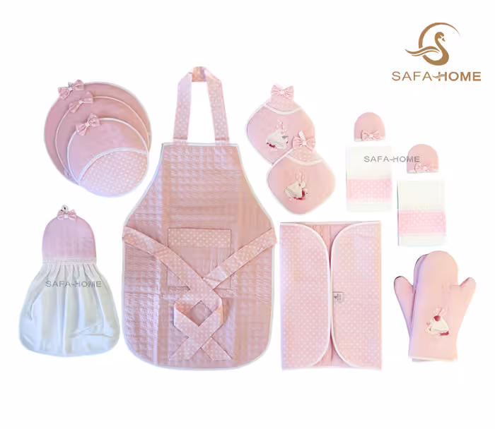 سرویس آشپزخانه طرح خالدار صورتی