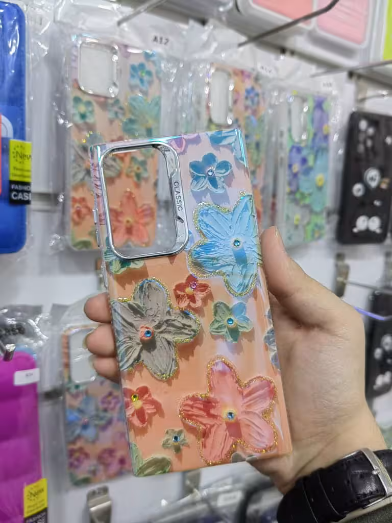 قاب ابرنگی طرح گل سامسونگ S23 UltraSamsung s23 ultra flower design e-color frame