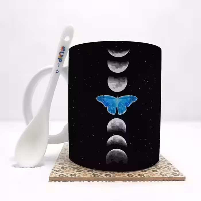 خرید ماگ-لیوان  گرافیکی پروانه  بدون .،زیر لیوانی  . کد 95