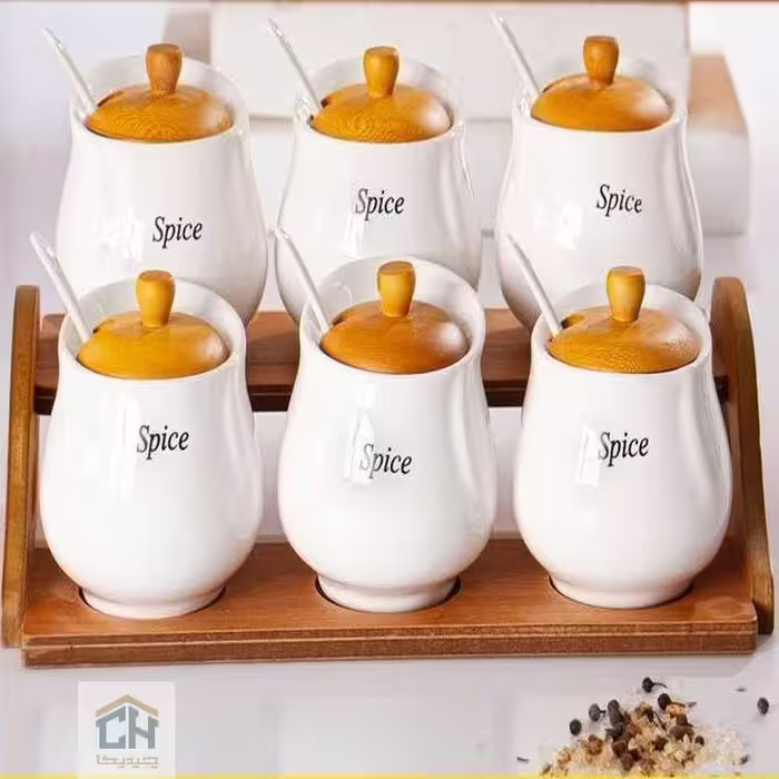 جا ادویه 2 طبقه چوب و سرامیک مدل 50036S