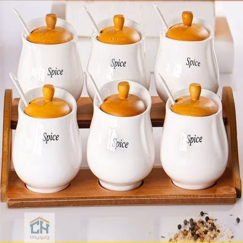 جا ادویه 2 طبقه چوب و سرامیک مدل 50036S