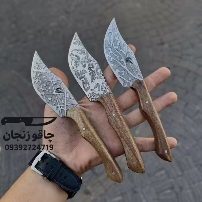 چاقو کپوری با غلاف زنجان طرح دمشق