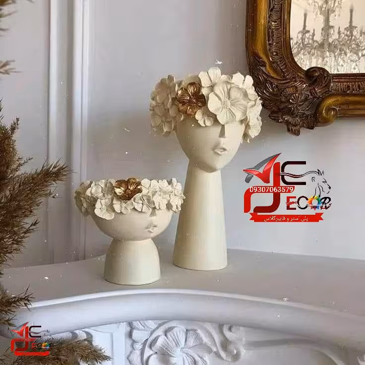 گلدان و جاوسایلی شکوفه دو سایزی پلی استر