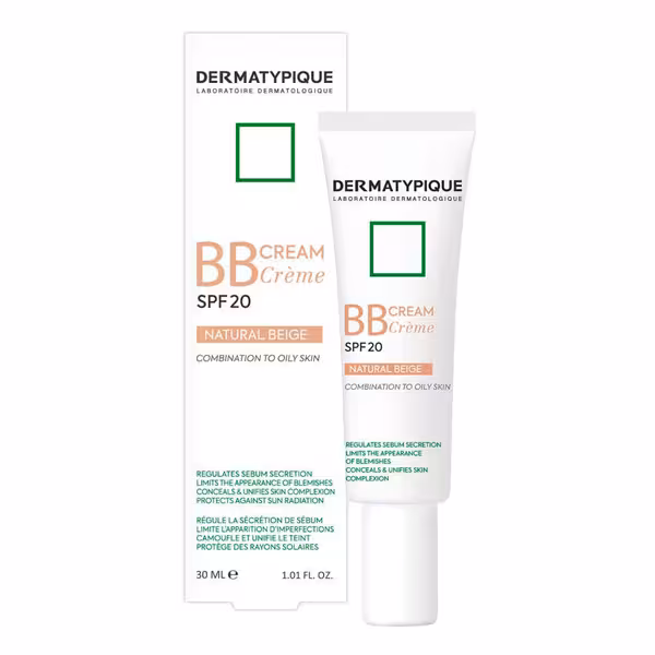BB کرم درماتیپیک مناسب پوست چرب و مختلط رنگ بژ طبیعی SPF20 حجم 30 میل