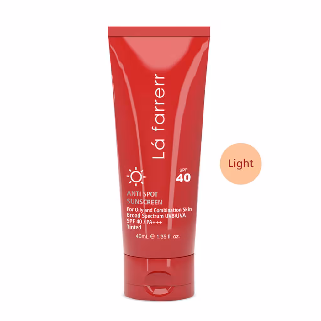 کرم ضد آفتاب رنگی SPF40 پوست چرب لافارر ضد لک 40 میلی لیتر | La Farrerr Anti Spot Sunscreen Cream for Oily and Acne Prone Skin SPF40