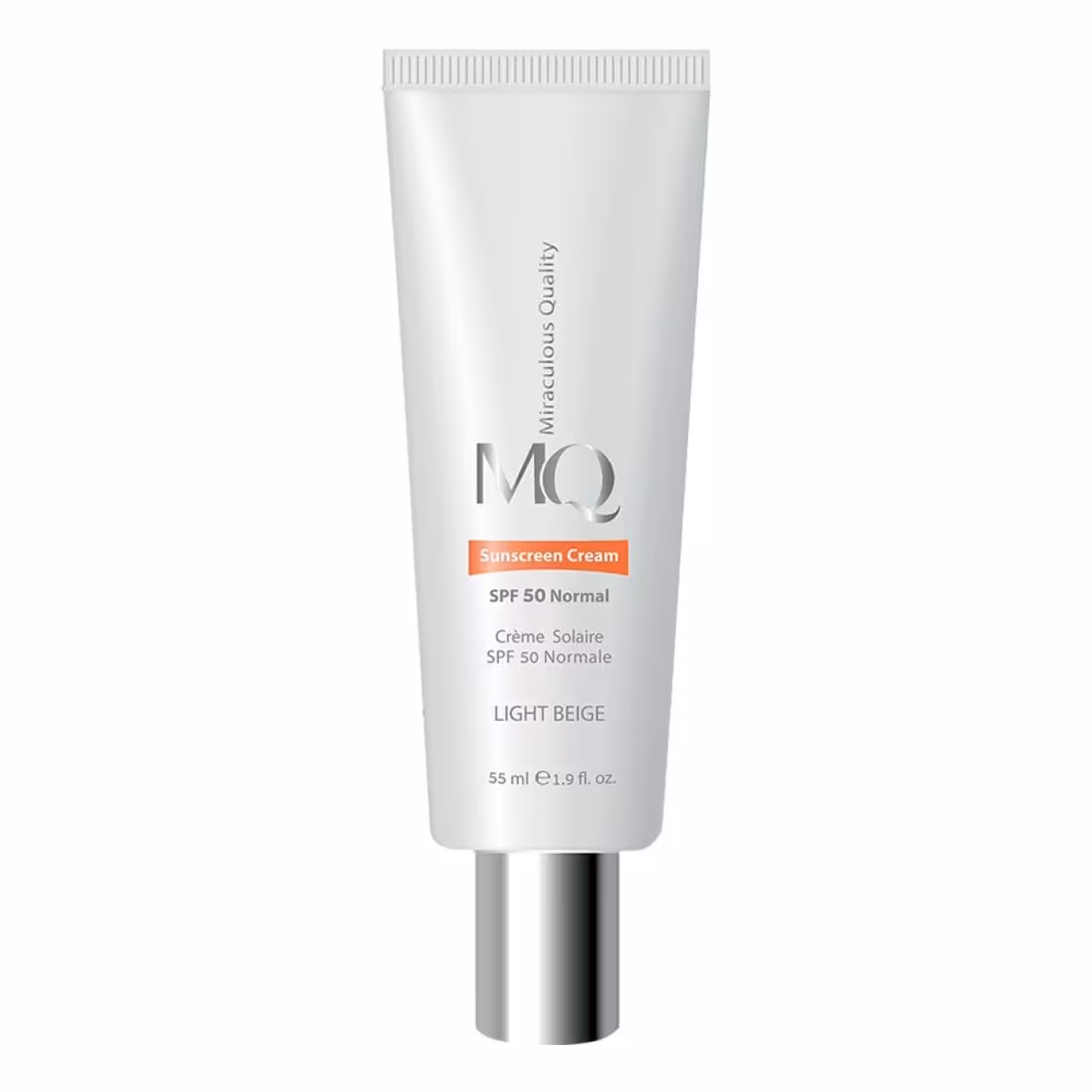 کرم ضد آفتاب رنگی ام کیو spf50 مدل لایت بژ مناسب پوست چرب حجم 55 میل
