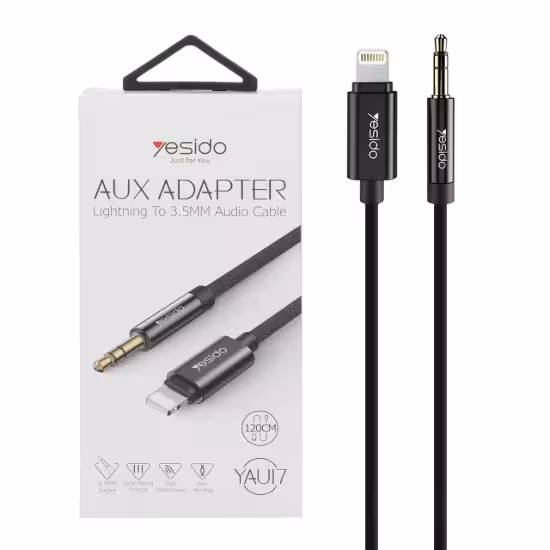کابل تبدیل لایتنینگ به جک 3.5 میلی متری یسیدو مدل YAU17 طول 1.2 متر