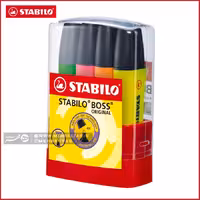 هایلایتر باس استابیلو بسته چهار عددی با جاقلمی رو میزی STABILO BOSS ORIGINAL pack of 4