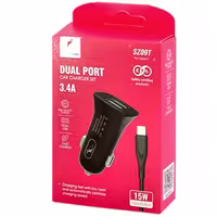 شارژر فندکی 2 پورت   کابل تایپ سی Sky Dolphin SZ09T